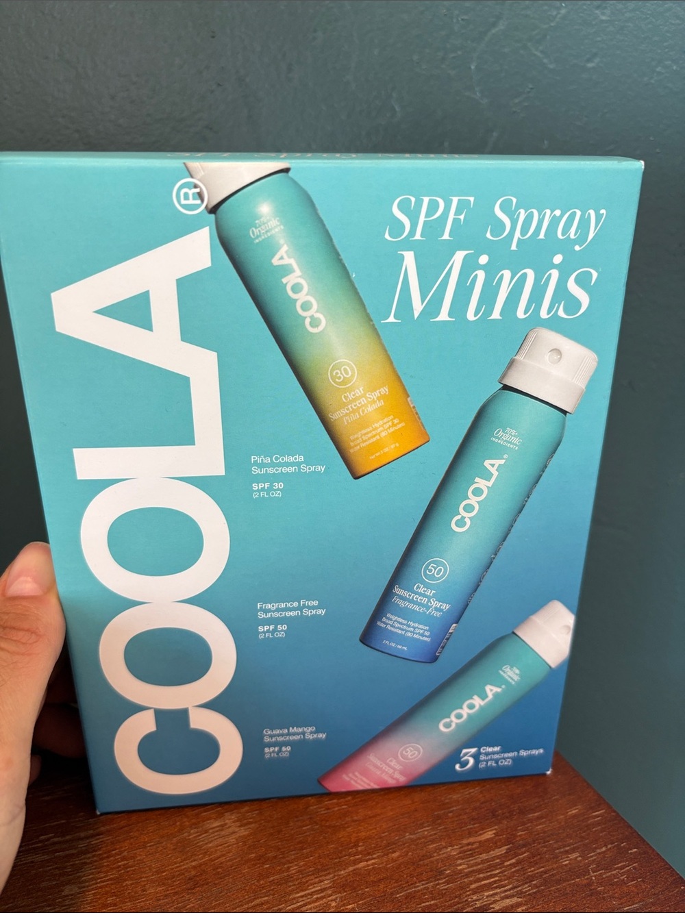 COOLA SPF Spray Minis - Teal and Turquoise Packaging